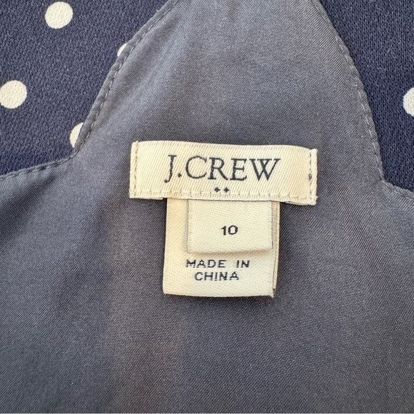 J CREW Women Soft Comfy Poly Halter Tank Top Navy White Polka Dot - Picture 8 of 8